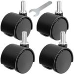 1.5 Inch Plastic Casters Set of 4, M8 Stem Nylon Furniture Wheel Replacement, Threaded Stem Swivel Cart Wheels, Workbench Small Casters (Black)