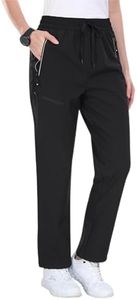 MoFiz Hiking Pants for Women Insulated Outdoor Snow Ski Pants Warm Winter Soft Shell Fleece Lined Cargo Joggers with Zipper Pockets Black L