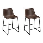 Signature Design by Ashley Centiar 24" Counter Height Modern Bucket Barstool 2 Count, Brown