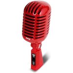 Pyle Classic Retro Dynamic Vocal Microphone, Old Vintage Style Unidirectional Cardioid Mic with XLR Cable, Universal Stand Compatible, Live Performance, In-Studio Recording (Red)