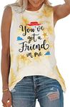 SUPEYA Youve Got A Friend in Me T-Shirt for Women Funny Letter Print Shirt Cute Graphic Short Sleeve Tees Tops, Tie-dye3, X-Large