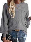 SHEWIN Fall Sweaters for Women 2024 Casual Batwing Sleeve Pullover Tops Loose Crew Neck Lightweight Knit Sweater Womens Clothing Gray Small