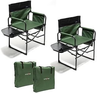 2 Pack SUNNYFEEL Camping Directors Chair, Heavy Duty,Oversized Portable Folding Chair with Side Table, Pocket for Beach, Fishing,Trip,Picnic,Lawn,Concert Outdoor Foldable Camp Chairs (Green)