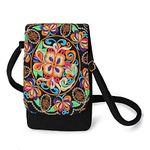 Women's Mini Mobile Phone Pouch.Boho Shoulder Bag.Hippie Hobo Handbag.Flower Embroidered Vintage Coin Purse For Girl (Ethnic Embroidery Flower)