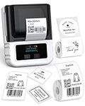 Phomemo M120 Bluetooth Label Printer - Portable Wireless Monochrome Label Printer Machine with 3 Rolls Label Paper for iOS & Android - Label Maker Machine for Clothing, Jewellery, Retail, Home, White