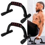 Everlast FIT Push-Up Bar - Multipurpose Fitness Tool, Steel Construction, Rubber Footpads, Slip-Resistant Handles - Build Upper Body Strength, Tone Biceps, Chest, Abs, Shoulders, Back, At-Home Gym