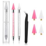 WLLHYF Rhinestone Picker Dotting Pen, 7 Pcs Acrylic Crystal Rhinestones Applicator Wax Head Tip Pencil Picker Dotting Pen DIY Nail Art Decoration Tool for Nails