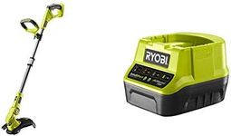 Ryobi OLT1832 18V ONE+ Cordless Grass Trimmer, 25-30cm Path (Zero Tool), 18 V, Hyper Green & RC18120 18V ONE+ Compact Charger