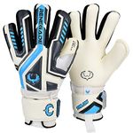 Renegade GK Talon Cryo Goalie Gloves with Pro-Tek Fingersaves | 3.5+3mm Hyper Grip & 4mm Duratek | White, Gray, Blue Soccer Goalkeeper Gloves (Size 5, Kids, Boys, Girls, Negative Cut, Level 2)