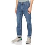 Wrangler Mens Authentic Regular Jeans, Blue (Blue Mid Stone), 34W / 32L UK