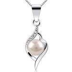 6.5mm Round Natural Freshwater Pearl Pendant Women Jewelry Sterling Silver Necklace 45cm Box Chain, Pearl, Created Pearl