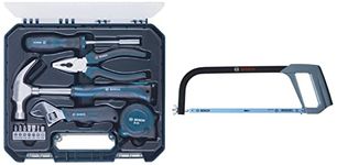 Bosch Hand Tool Kit (Blue, 12 Pieces) & Manual Compact Frame Hacksaw with 24T Blades