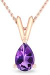 Inspereza Teardrop Shaped Birthstone Pendant Necklaces for Women, 10k Solid White, Yellow, Rose Gold Chain Necklace, Jewelry Gifts for Mom Girls her 18"(Gemstone 6X4 MM)