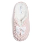 Laura Ashley Womens Memory Foam Slip On Terry Cloth Clog Slippers, Ladies Fuzzy Rubber Bottom Fur Bedroom House Shoes, Chalk Pink, Large