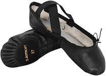 s.lemon Leather Ballet Shoes,Split-Sole Dance Practice Ballet Slipper for Beginners Ballerina Black 23