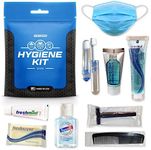 Go2Kits Ultimate Travel Toiletry & PPE Kits, Hygiene Kit with Shaving Supplies & PPE for Travel, Business & Charity with Reusable Toothbrush, Bath Soap & Other Essential Toiletries, 1-Pack (GO200)