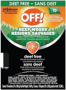 OFF Deep Woods Deet Free Insect and Mosquito Repellent Towelettes, Bug Spray Wipes for Camping, Bug Repellent Safe for Clothing, 10 Ct, (Packaging May Vary)