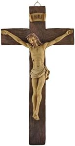 Artisan Flair Crucifix Wall Cross Resin Jesus Cross Statues Catholic Hanging Wall Decor (9.05 Inches)