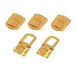 dophee Toggle Catch Lock 1.18"x 0.94" Gold Retro Style Iron Hasp Wood Chest Lock Latch Clasp with Screws for Jewellery Box Suitcase Chest Decoration (5-Pack)