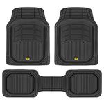 Cat® CAMT-9013 (3-Piece) Heavy Duty Deep Dish Rubber Floor Mats, Trim to Fit for Car Truck SUV & Van, All Weather Total Protection Durable Liners Black, 29.5" L x 21" W x 1" Th