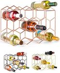 Gusto Nostro Countertop Wine Rack - 14 Bottle Freestanding Modern Metal Wine Rack - 3 Tier Tabletop Wine Holder Stand for Cabinet, Pantry Wine Bottle Storage - No Assembly Required (Small, Rose Gold)