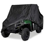 Deluxe Black UTV Cover Fits Up to 120" L W/Roll Cage- 190T Polyester Water and Sunray Resistant Storage Cover Compatible with Polaris Side-by-Side Ranger Gator Prowler Yamaha Prowler Rancher Foreman