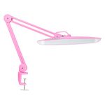 Neatfi XL 2200 Lumens LED Task Lamp, 24W Super Bright Desk Lamp, 117 Pcs SMD LED, 20 Inches Wide, 4 Level Brightness, Dimmable, Eye-Caring LED Lamp, Table Base LED Light (Non-CCT with Clamp, Pink)