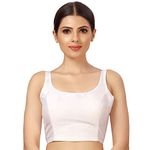 Studio Shringaar Women's Polyester Sleeveless Satin Padded Saree Blouse(White, 40)