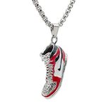 KONFEN Necklace for Men Women, Stainless Steel Red Shoe Pendant Chain 70cm, Mens Sneaker Necklace Hip Hop Punk Birthday Jewelry Gift for Man Women for Boys Girls Unisex