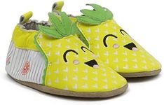 Robeez Baby Girls and Unisex Soft Soles Slip-Resistant Crib Shoes Slippers for Infant and Toddler, 0-24 Months, Yellow Pineapple, 18-24 Months Toddler