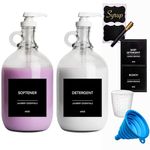 WILLDAN Laundry Detergent Dispenser for Laundry Room - Two 1/2 Gallon Glass Jugs for Liquid Fabric Softener Dispenser, Liquid Laundry Soap Dispenser and Bleach - 64 oz. Each