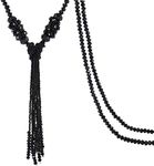 BaubleStar Black Rhinestone Crystal Long Beaded Tassel Necklace for Women Girls Bead Chain Tassel Statement Y Necklace Fashion Jewelry B70B