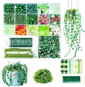DUARIHA Green Glass Beaded Plant Kit, Succulent-Style Beaded Leaf Flower DIY Craft Kit, Botanical Glass Beads for Jewelry Making, Handmade Ornaments, Desk Decor and Creative Gifts