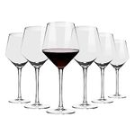 Sipologie Beaujolais Wine Glass Set of 6- Hand Blown Lead-Free Crystal Glass, Ultra Thin Rim, Long Stem | Perfect for Red Wine - Modern Design 480 ml Red Wine Glasses Set of 6