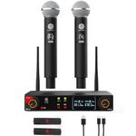DIGIMORE UHF Dual Wireless Microphone System | 260ft Range | Balanced XLR Outs | 8Hrs Battery Life | Type-C Charging | Perfect for Churches, Singing, Karaoke & Live Shows (D-305)