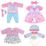 Doll Clothes for 14-16 Inches 35-43cm Baby Doll, 4-packs Dress with Hat, Coat, Headband (Not Include Doll)