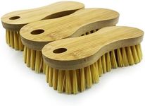 Wooden Bamboo Scrubbing Brush – Bamboo Floor Scrubbing Brush Easy Grip Scrubbing Brush Heavy Duty to use as Floor Brush, Carpet Brush, Bathroom Cleaning Brush etc - Pack of 3