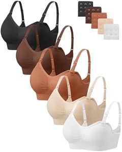 Angelhood Nursing Bra 5 Pack Womens Maternity Breastfeeding Seamless Wireless Sleep Bra with Extenders