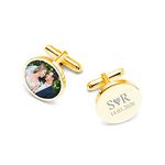Personalized Customized Gold Plated Men's any Message Photo Cufflinks With Photo (Brass- Silver Plating)