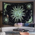 THE ART BOX Sun & Moon Mystic Tapestry – Psychedelic Wall Art for Bedroom, Meditation, Yoga, and Aesthetic Room Decor (135 x 160 cm)