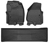 Husky Liners Custom Fit WeatherBeater Molded Front and Second Seat Floor Liner for Select Ford F-250 /F-350 Models (Black)