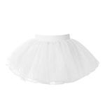 CHICTRY Girls' Mesh Dance Tutu Skirt Princess Solid Color 4 Layered Tulle Dance Skirt Ballet Dance Dress up Princess Skirt White 11-16 Years