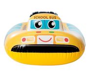 PRISMAXIC Inflatable Kiddie Swim Pool Water Float Ring Cruiser Red Fire Engine Shape Tube Boat for Kids - 29" x 23" (School Bus)