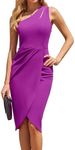 Cnlinkco Formal Midi Dresses for Women Cocktail Dress Wrap Dress Summer Halter Dresses for Women Purple XXL