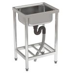 FIDOOVIVIA Stainless Steel Restaurant Kitchen Sink, Commercial Restaurant Sink with Drain & Storage Shelf, Catering Sink with Tap Hole, Free Standing Outdoor Sink for Kitchen 50x40x80cm(No Tap)