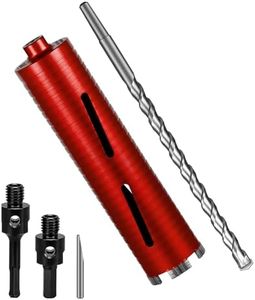 SALI Diamond Core Drill Bits 2 1/2" Diameter 10"/254mm Drilling Depth 5/8-11" Thread Core Bit Turbo Laser-Welded Segments for Cured Concrete with Brick Block Masonry with Two Adapters(Red)