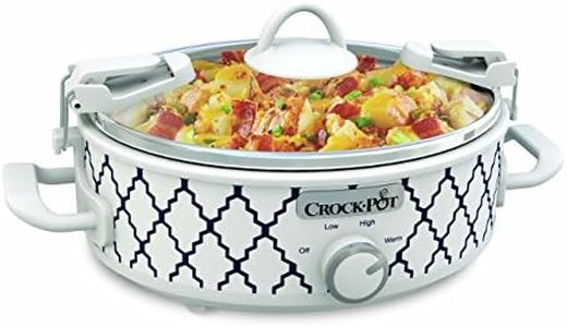 Crock-Pot Small 2.5 Quart Casserole Slow Cooker in White/Blue, Enjoy Eye-Catching Quick Meals, Durable and Compact