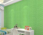 Haxed PE Foam Brick Design DIY Wallpaper Self Adhesive 3D Brick Wallpaper for Wall Bathroom Living Room Bedroom, (70 x 77cm, App. 5.8Sq Feet), Green, Pack of 1