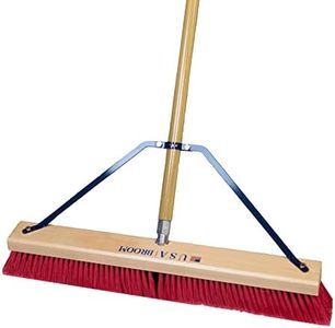 USA Broom 24" Heavy Duty Indoor/Outdoor Push Broom with 60" Handle. Ideal for Garages & Shops. Durable American Made Steel Brackets-All Stainless Steel Hardware. No Plastic. 100% Made in The USA.