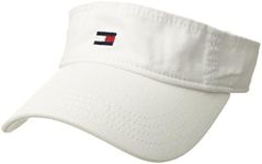 Tommy Hilfiger Dad Hat Flag Solid Cotton Visor Hat, Classic White, O/S